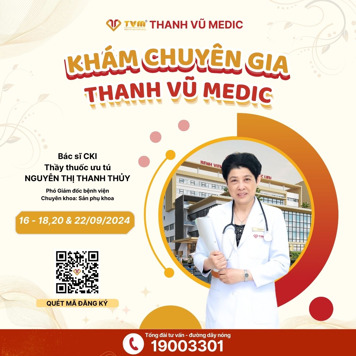 Lịch khám Phòng khám chuyên gia BVĐK Thanh Vũ Medic Bạc Liêu (16/09 - 21/09/2024)